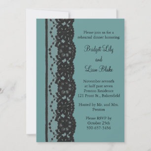 Invitation Dîner de répétition en dentelle turquoise