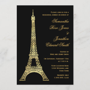 Invitation Dîner de répétition en or noir de la Tour Eiffel à
