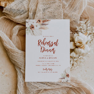 Invitation dîner de répétition en terre cuite florale automne