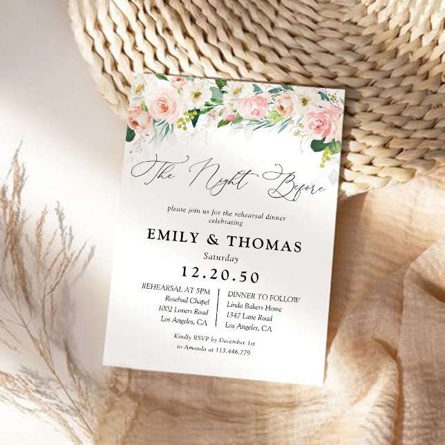Invitation Dîner de répétition Ethereal Blush Rose (Créateur téléchargé)