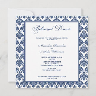 Invitation Dîner de répétition étonnant pour Damask Invitatio