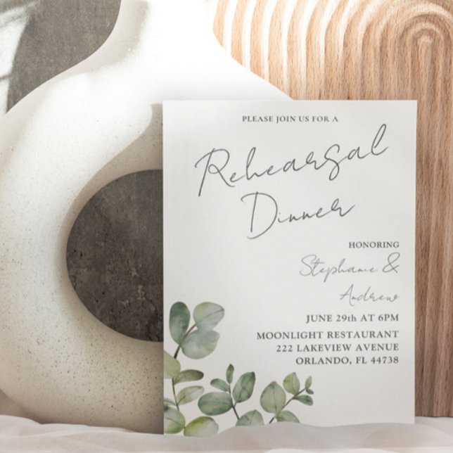 Invitation Dîner de répétition Eucalyptus Vert Sauge Moderne  (Créateur téléchargé)