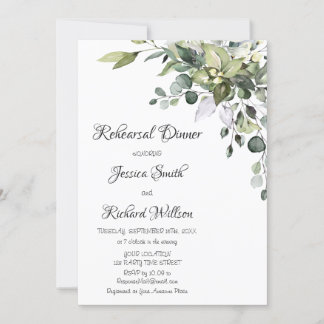 Invitation Dîner de répétition Eucalyptus Watercolor Invitati