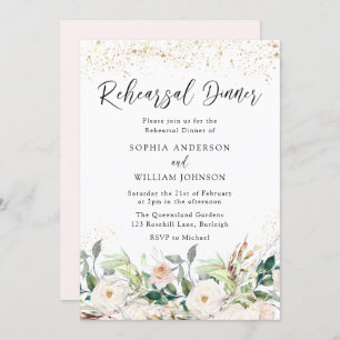 Invitation Dîner de répétition Euphoric Blush & White Flowers