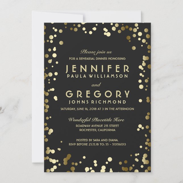 Invitation Dîner de répétition Faux Gold Foil (Devant)