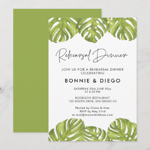 Invitation Dîner de répétition feuille de palme tropicale