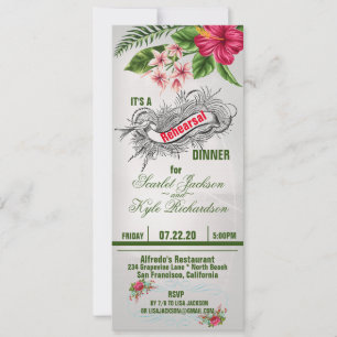 Invitation Dîner de répétition Feuille et fleur tropicale