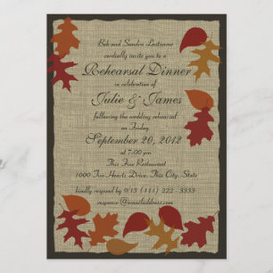 Invitation Dîner de répétition Feuille rustique