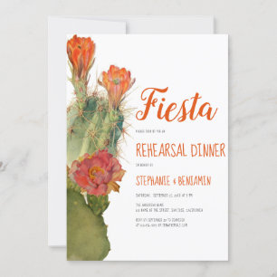 Invitation Dîner de répétition Fiesta Cactus Floral Aquarelle