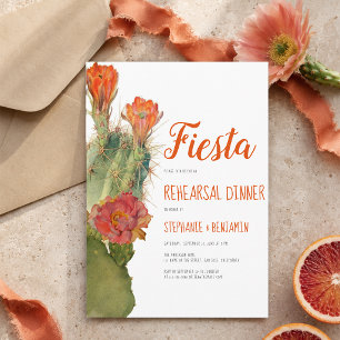 Invitation Dîner de répétition Fiesta Cactus Floral Aquarelle
