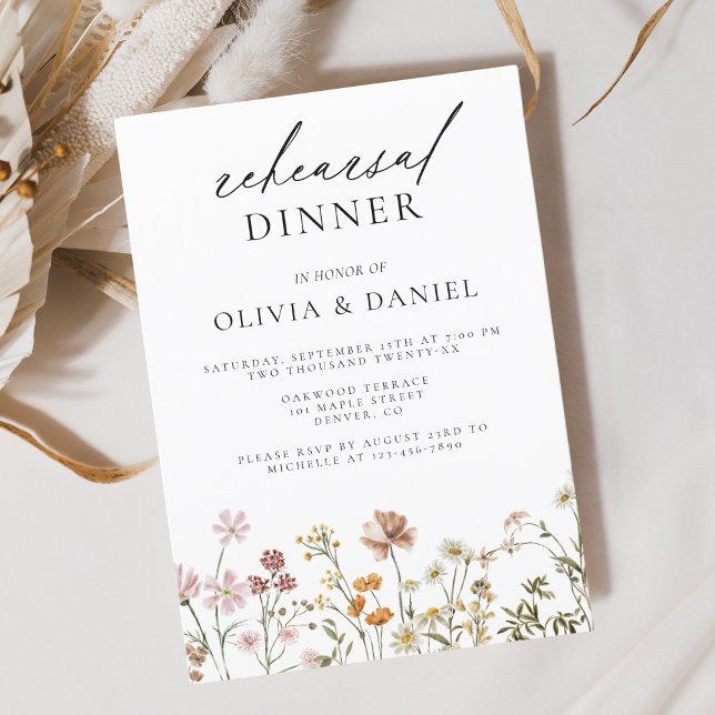 Invitation Dîner de répétition Fleur sauvage Boho (Créateur téléchargé)