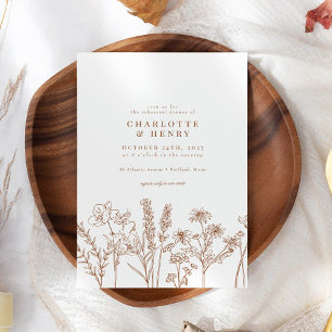 Invitation Dîner de répétition Fleur sauvage élégant en terre