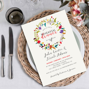 Invitation Dîner de répétition Fleur sauvage en bois exotique