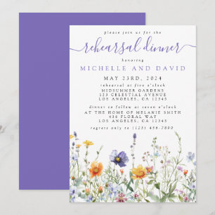 Invitation Dîner de répétition fleur sauvage Mariage