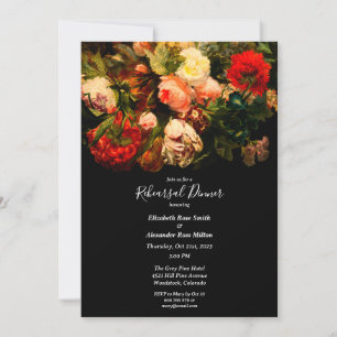 Invitation Dîner de répétition Fleur sombre et élégant