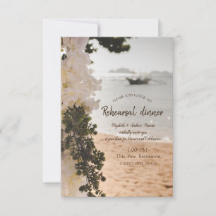 Invitation Dîner de répétition Fleurs Bateau à voile Plage