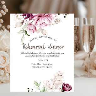 Invitation Dîner de répétition Fleurs violettes à l'aquarelle