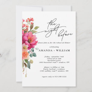 Invitation Dîner de répétition floral aquarelle