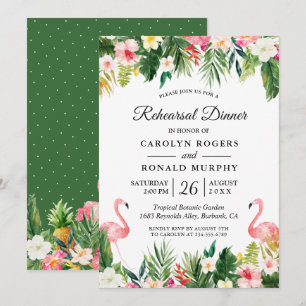 Invitation Dîner de répétition floral aux feuilles tropicales