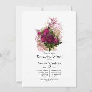 Invitation Dîner de répétition floral Blush Burgundy Gold Sha