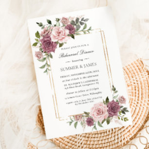 Invitation Dîner de répétition Floral Boho du Rose de cannell