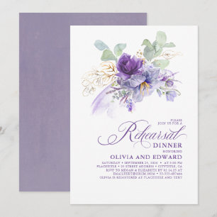 Invitation Dîner de répétition floral botanique lavande viole