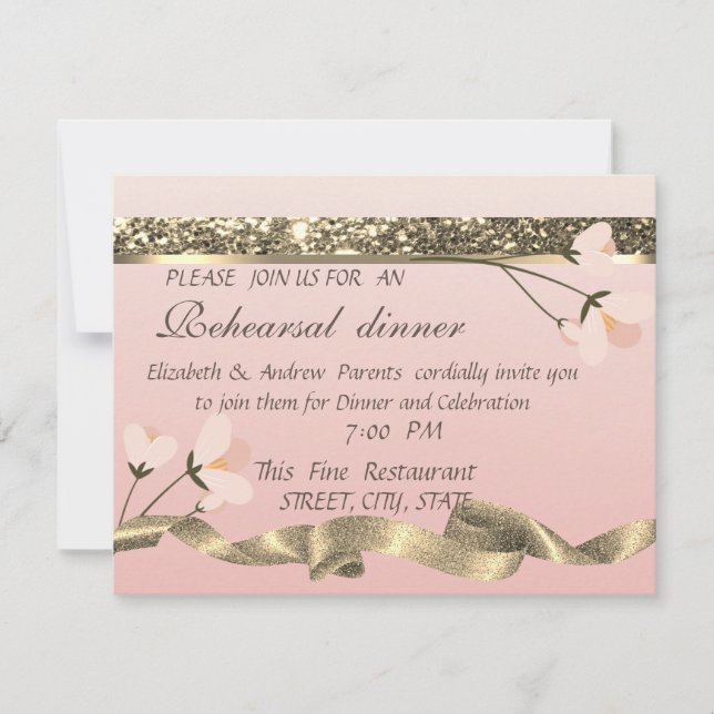 Invitation Dîner de répétition floral élégant et stylé (Devant)