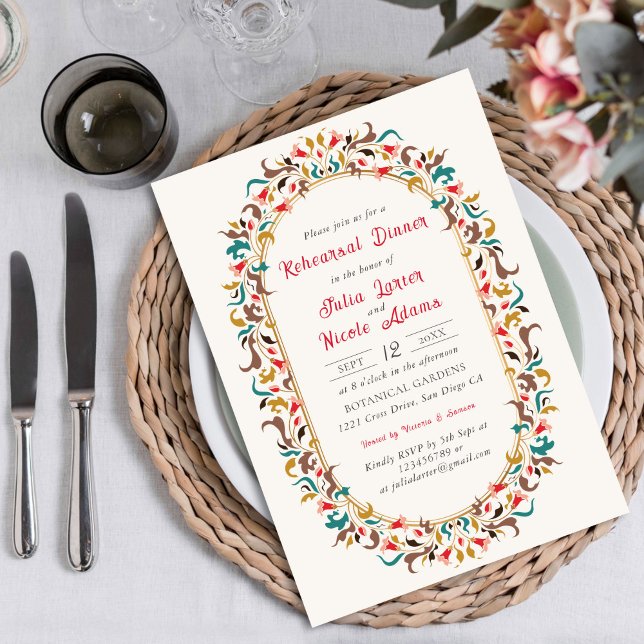 Invitation Dîner de répétition floral élégant romantique mode (Créateur téléchargé)