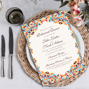 Invitation Dîner de répétition floral fantaisiste orange sarc