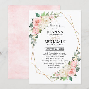 Invitation Dîner de répétition Floral Rose rose pastel