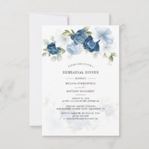 Invitation Dîner de répétition Floral Rustic Watercolor