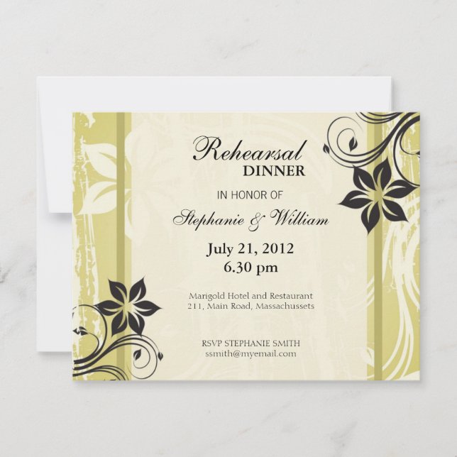 Invitation Dîner de répétition Floral Swirl (Devant)