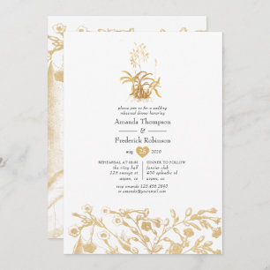 Invitation Dîner De Répétition Florale Chic Gold