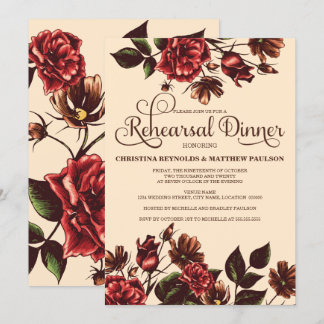 Invitation Dîner de répétition florale d'automne et d'automne