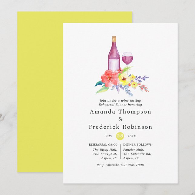 Invitation Dîner de répétition florale ensoleillé Dîner de dé (Devant / Derrière)