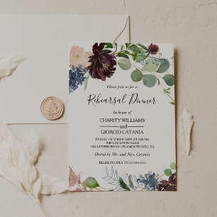 Invitation Dîner de répétition florale et verte de Bourgogne