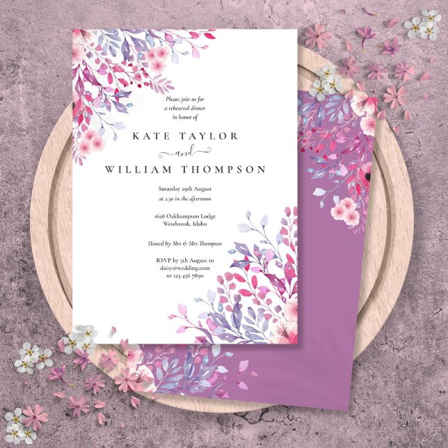 Invitation Dîner de répétition Florale fleur sauvage (Wildflowers Watercolor Floral Rehearsal Dinner Invitation)