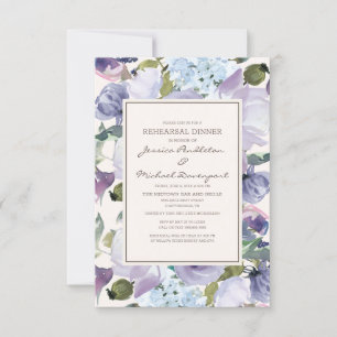 Invitation Dîner de répétition florale Lilac Dusty Blue Cream