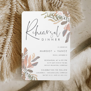 Invitation Dîner de répétition florale romantique Neutre Boho