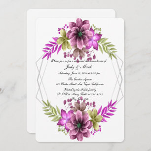 Invitation Dîner De Répétition Florale Rose Et Vert