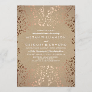 Invitation Dîner de répétition florale rose Gold Baby's Breat