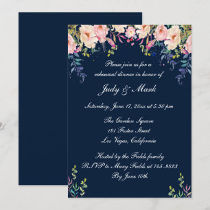 Invitation Dîner de répétition florale rose moderne