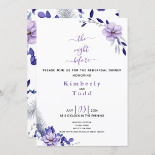 Invitation Dîner de répétition florale violet et argent I