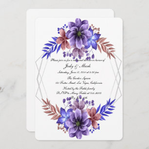Invitation Dîner De Répétition Florale Violet Et Bleu