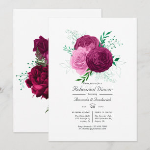 Invitation Dîner de répétition florale Viva Magenta