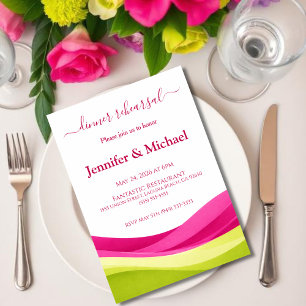 Invitation Dîner de répétition Fuchsia et Vert Citron