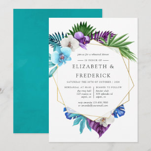 Invitation Dîner de répétition géométrique des orchidées trop