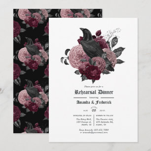 Invitation Dîner de répétition Glam Bourgogne Raven gothique
