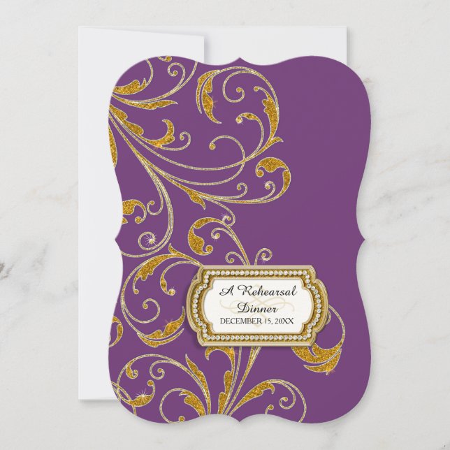 Invitation Dîner de répétition, Glam Old Hollywood Regency (Devant)