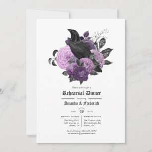 Invitation Dîner de répétition Glam Purple Raven gothique